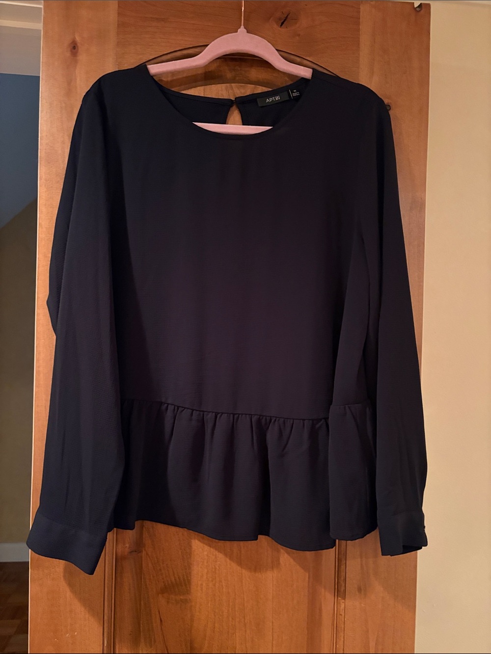 Apt. 9 Black Peplum Long-Sleeve Blouse